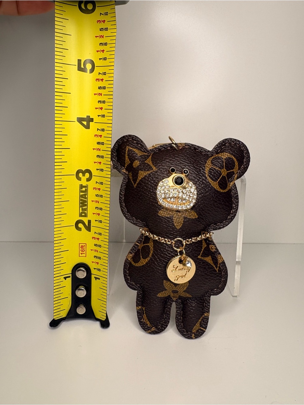 Monogram Brown Teddy Keychain or  Bag Charm - Picture 4 of 5